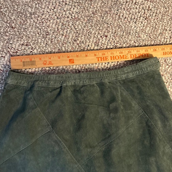 Denim & Co Forest Green 100% Genuine Leather Suede Patchwork Maxi Skirt Large